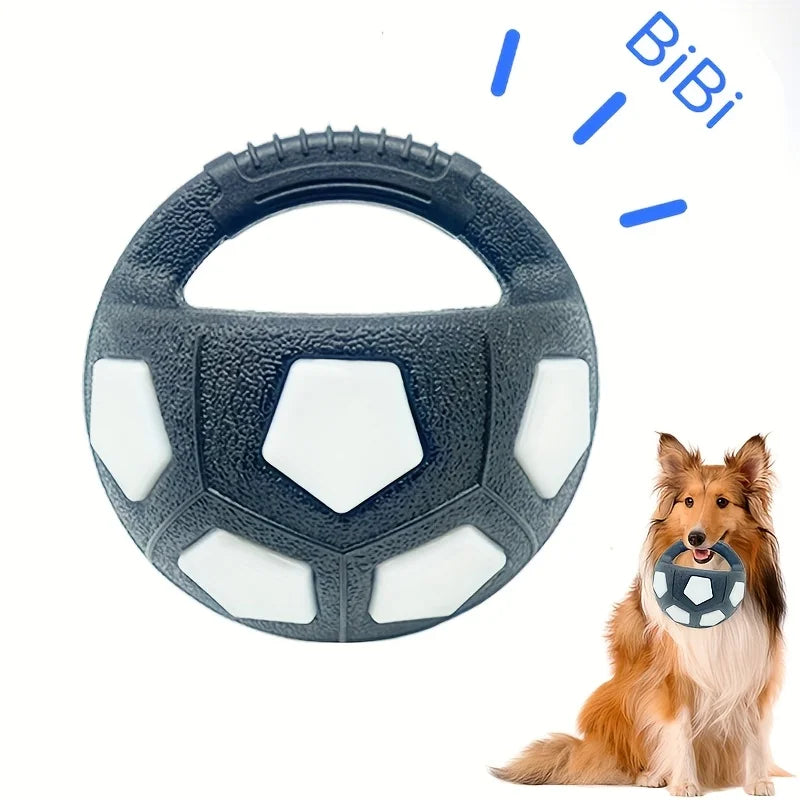 Kizuna Living Squeaky Soccer Ball Interactive Dog Toy with Handle – Durable TPR Chew & Fetch Toy